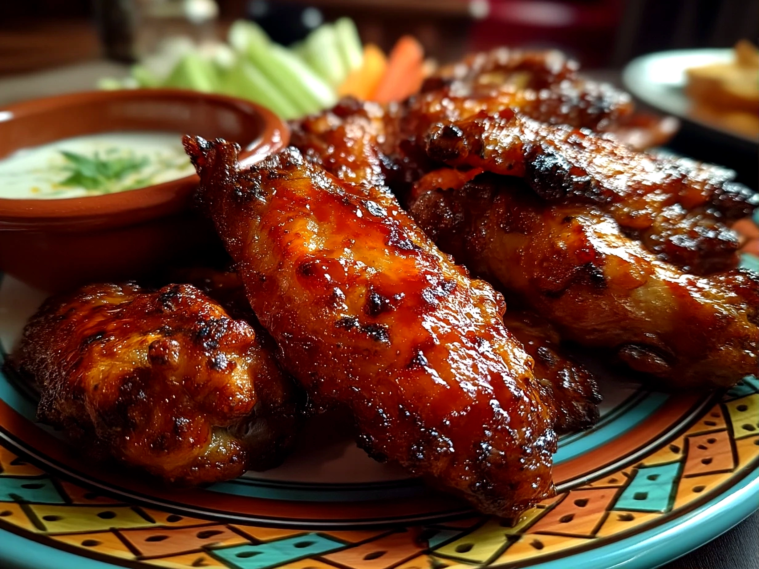 Close-up of finished comforting Crockpot Buffalo Wings, rich and inviting