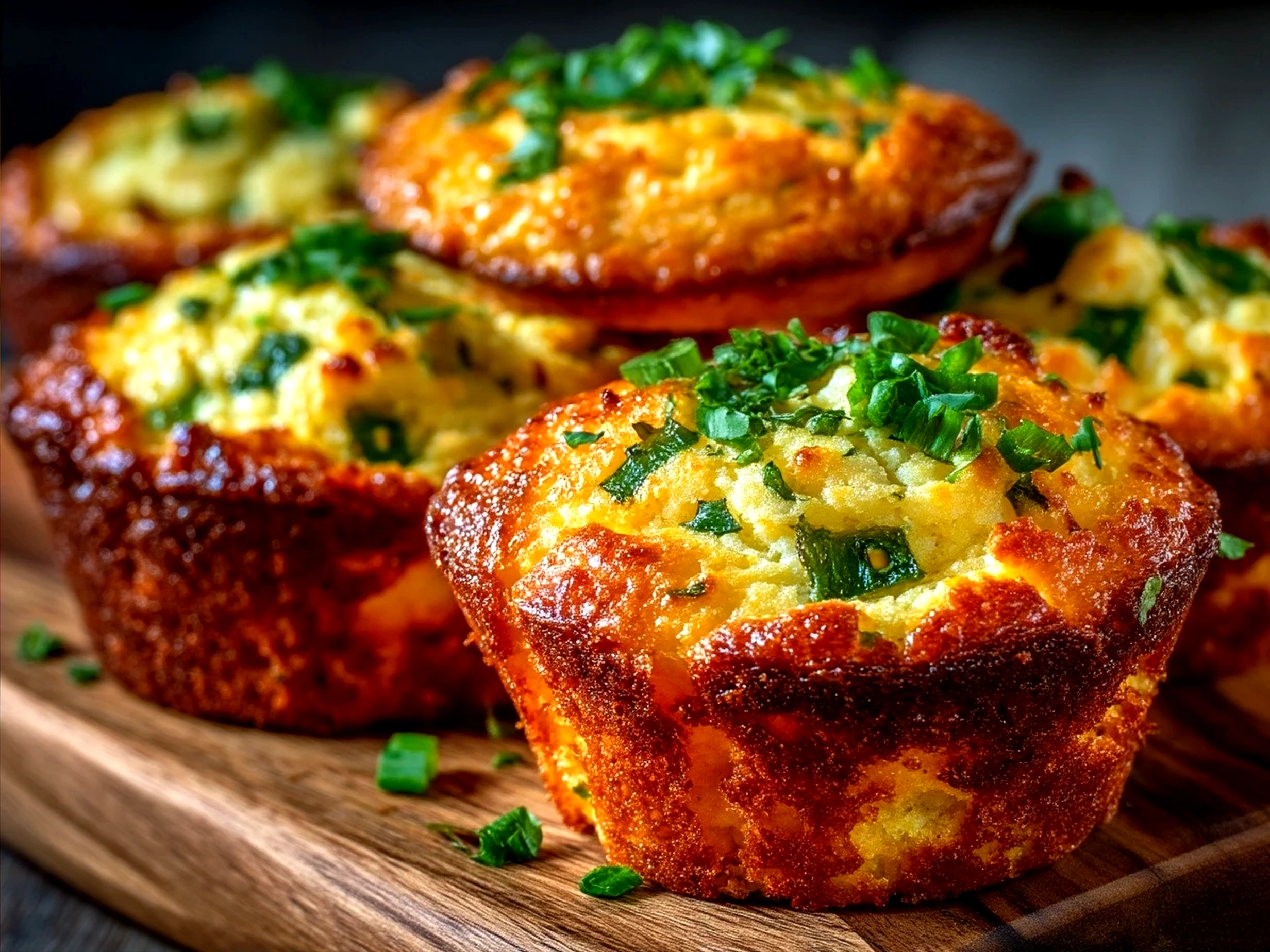 Freshly baked Cheddar Jalapeño Cornbread Muffins served warm with butter