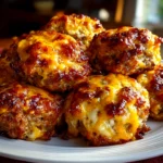 Comforting homemade Cheesy Rotel Sausage Balls plated