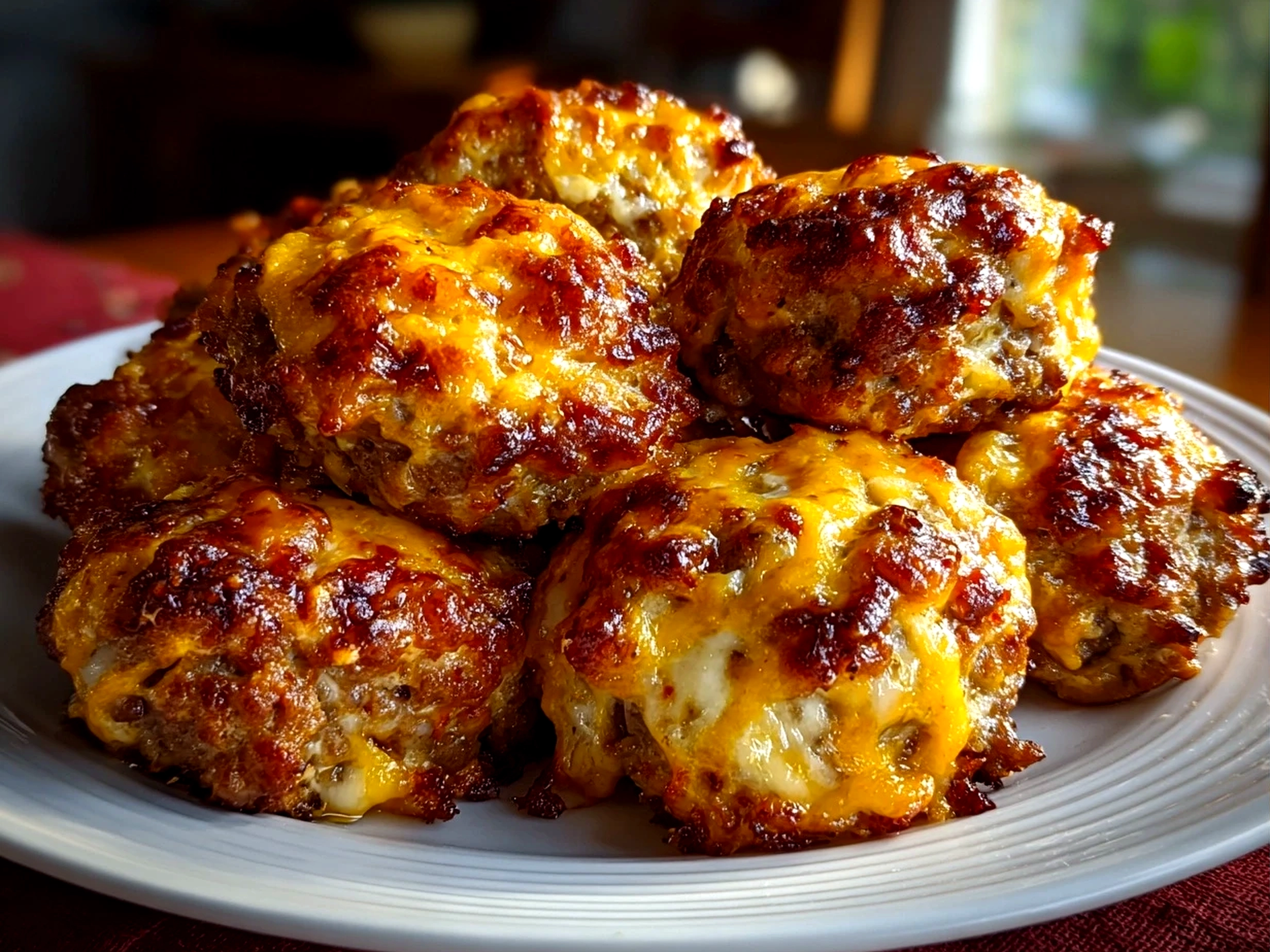 Comforting homemade Cheesy Rotel Sausage Balls plated