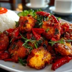 Delicious Spicy Portuguese Chilli Chicken with fresh herbs