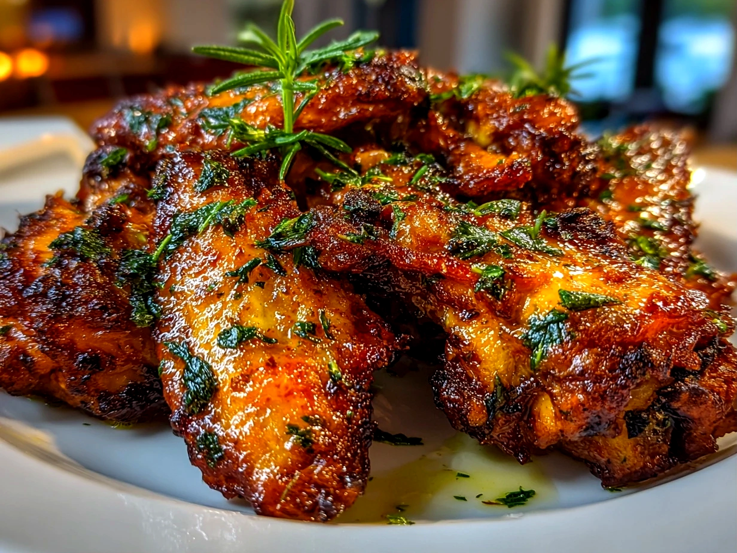 Freshly prepared crispy chicken wings