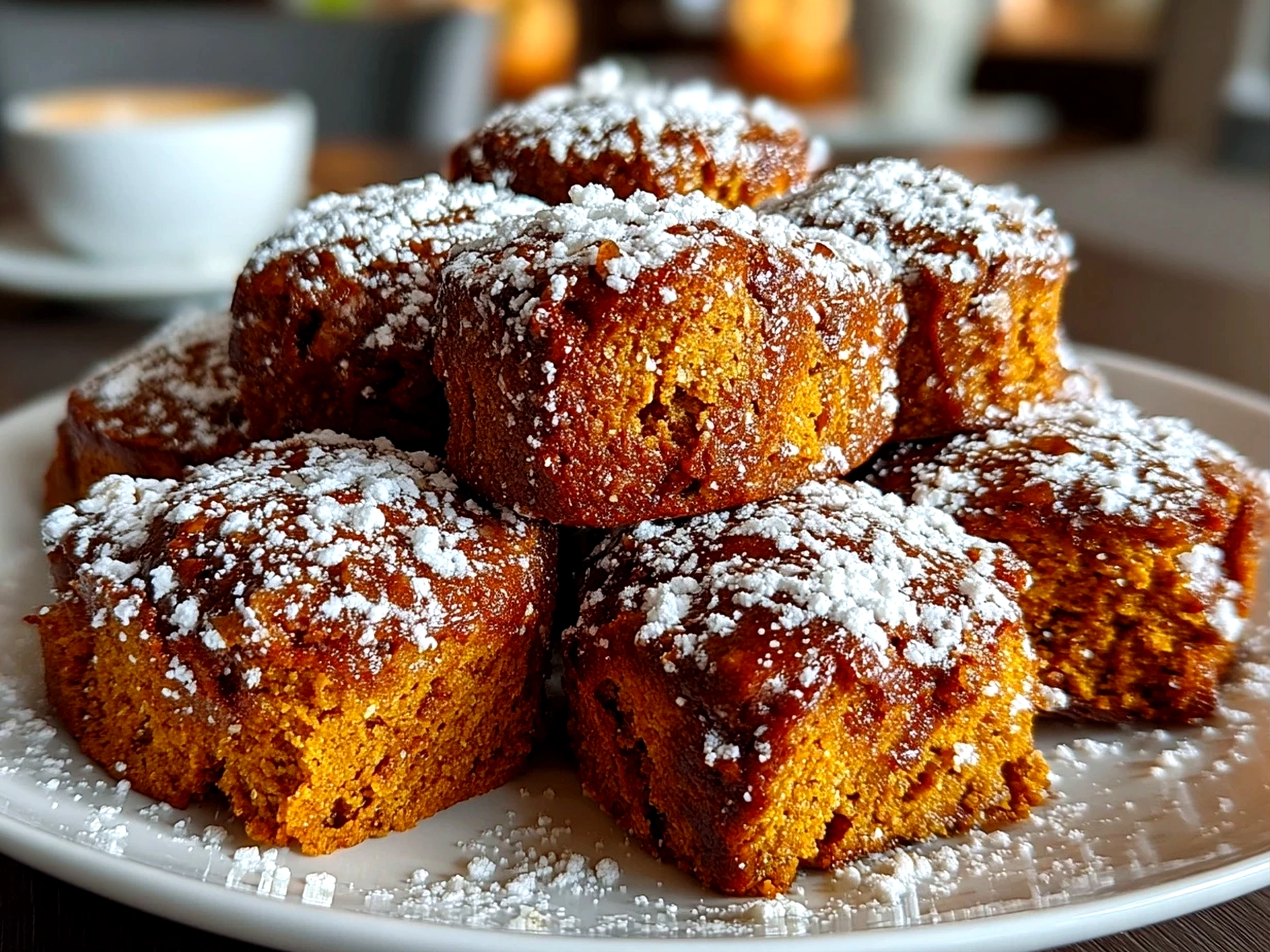 Home cooks, taken with iPhone 14. Close-up slight angle of freshly prepared Gingerbread Protein Snacks on white plate. Mouthwatering --ar 4:3 --style raw --s 230