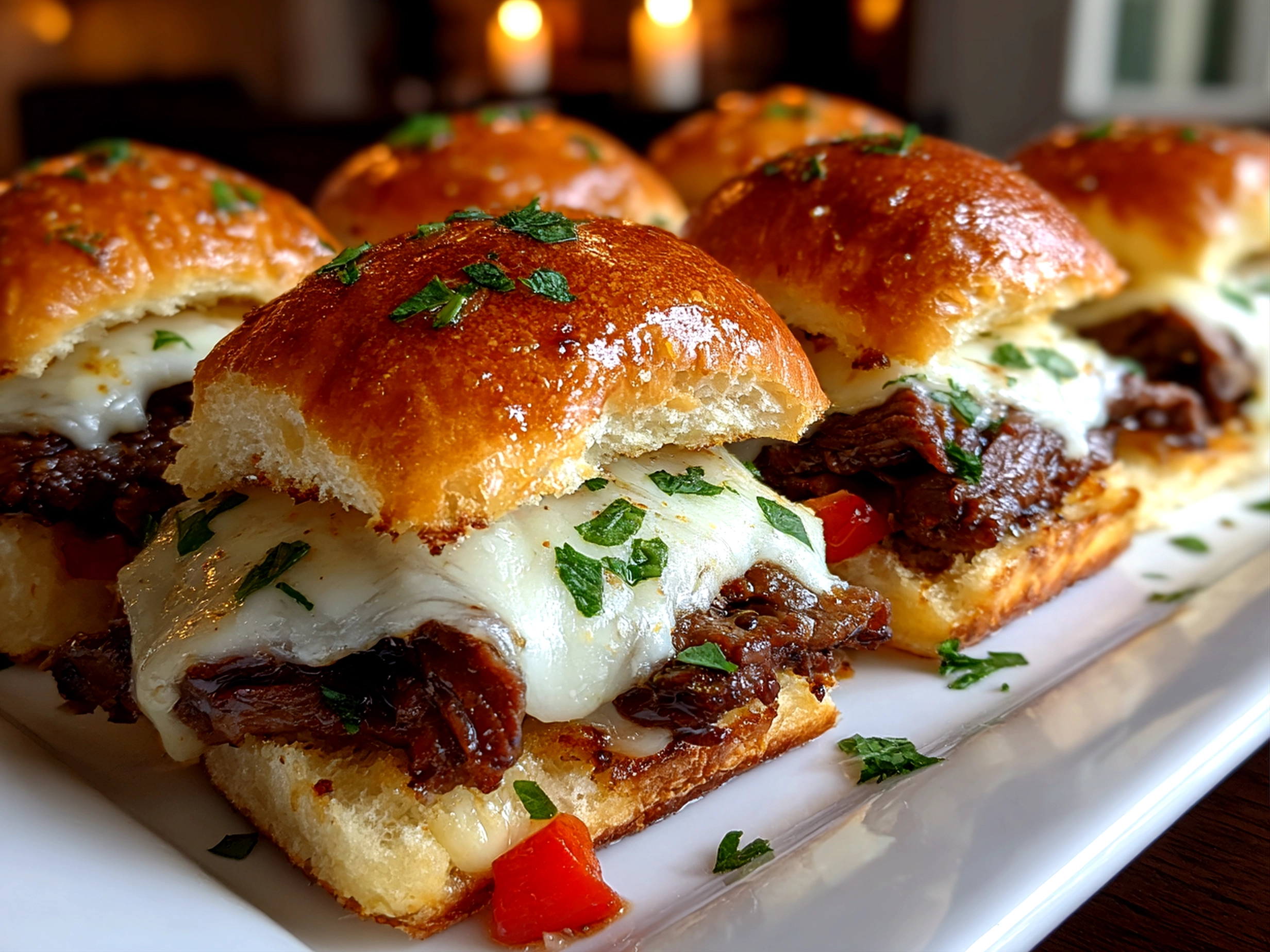 Homemade Loaded Philly Cheesesteak Sliders