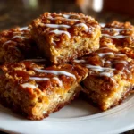 Homemade Peanut Butter Banana Oat Bars on White Plate