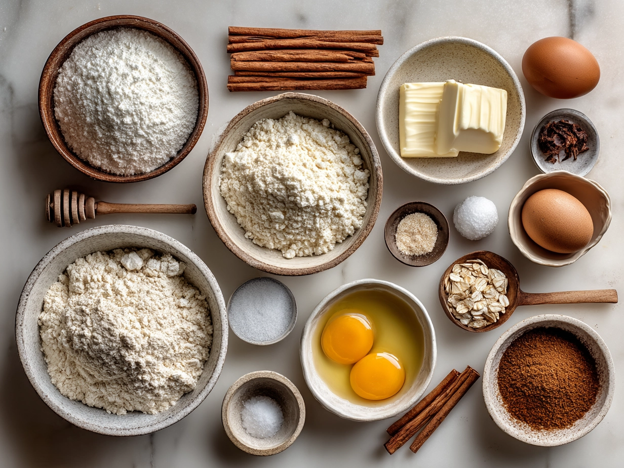Ingredients for making apple pie bagels