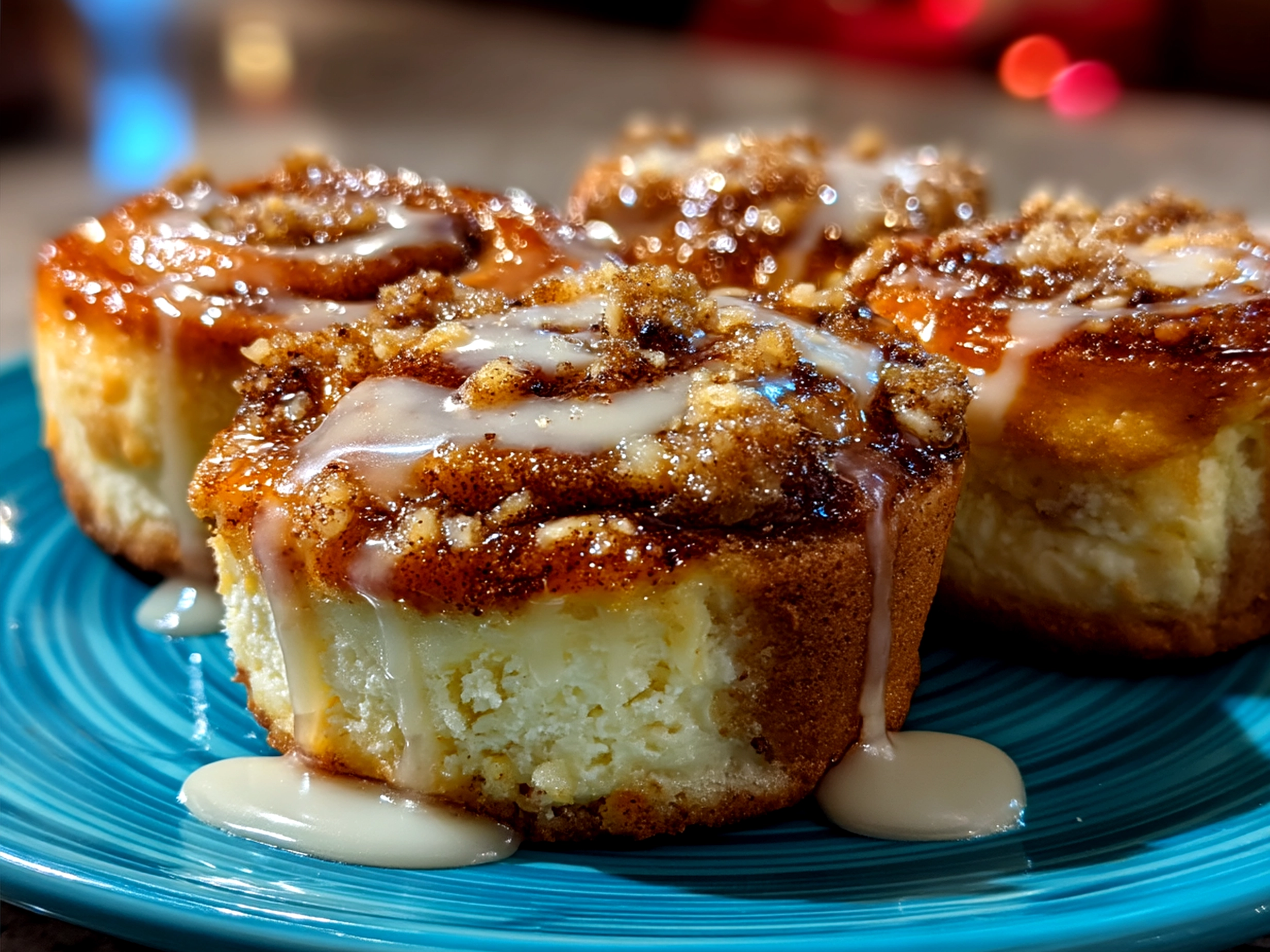 Freshly baked Cinnamon Roll Cheesecake Cookies served on a plate