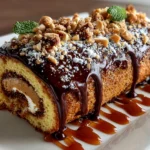 Close-up of freshly prepared Peanut Butter Cup Chocolate Roll
