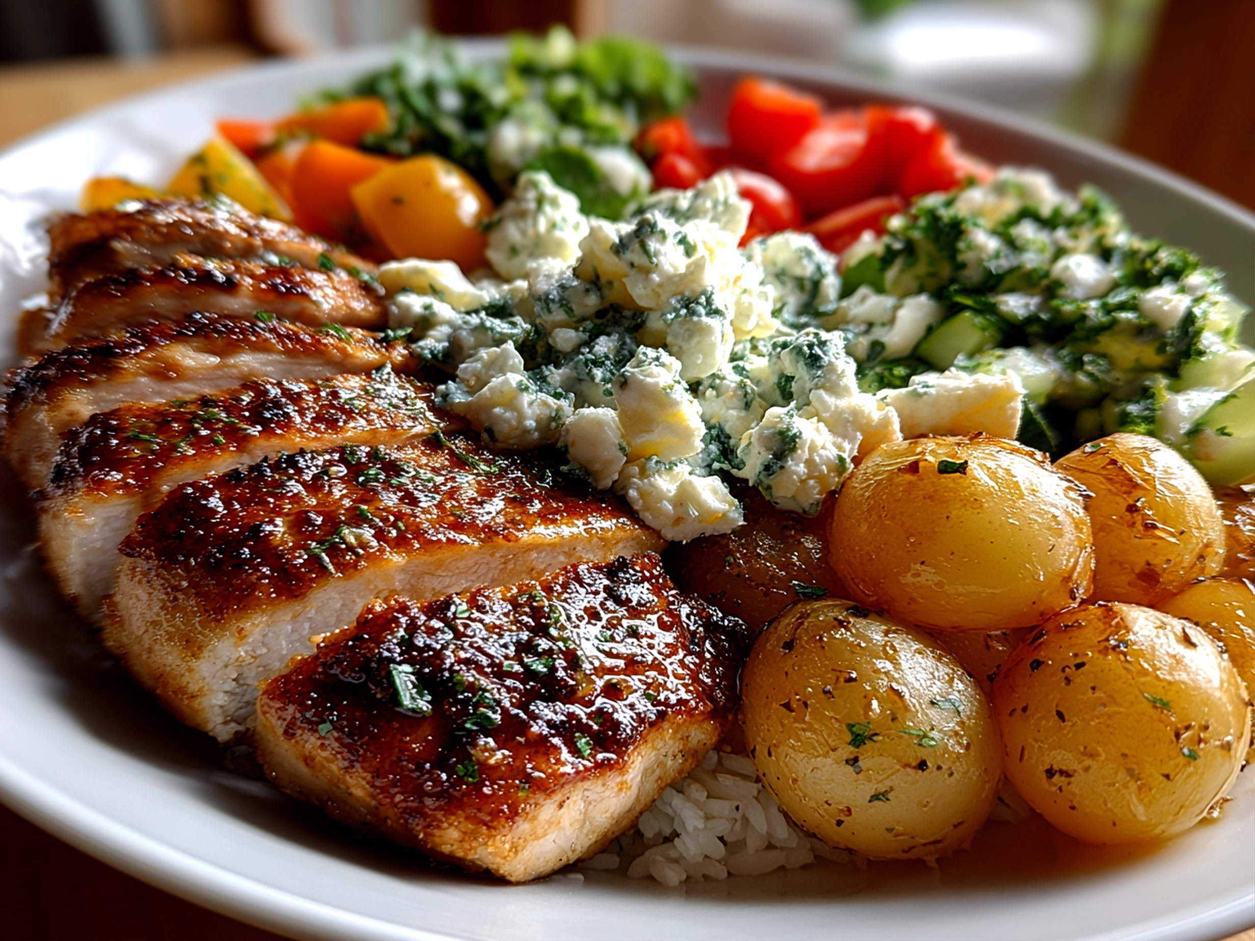 Freshly prepared Lemon-Herb Chicken Nourish Bowl
