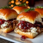 Home cook, taken with iPhone 14. Close-up slight angle of delicious Cranberry Turkey Sliders on white plate. Fresh vibrant --ar 4:3 --style raw --s 245