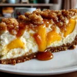 Homemade Peach Cobbler Cheesecake Close-Up