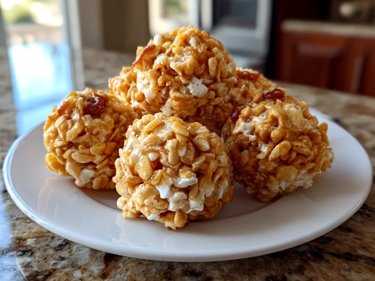 Homemade Peanut Butter Balls with Rice Krispies Close-up
