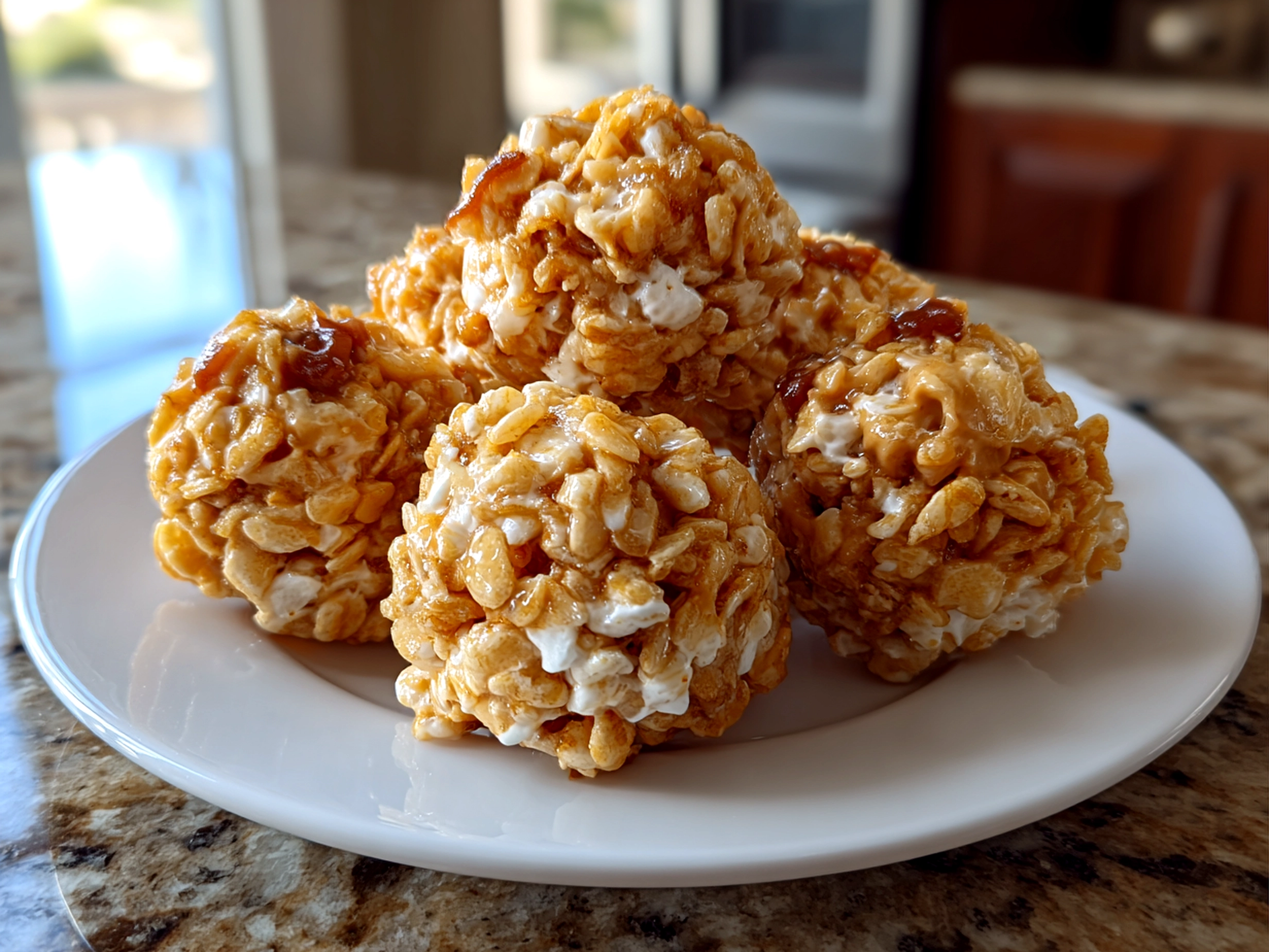 Homemade Peanut Butter Balls with Rice Krispies Close-up