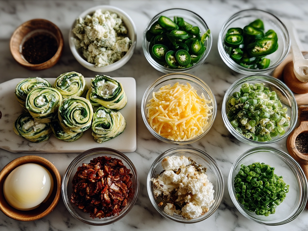 Ingredients for Jalapeno Popper Pinwheels laid out on the table