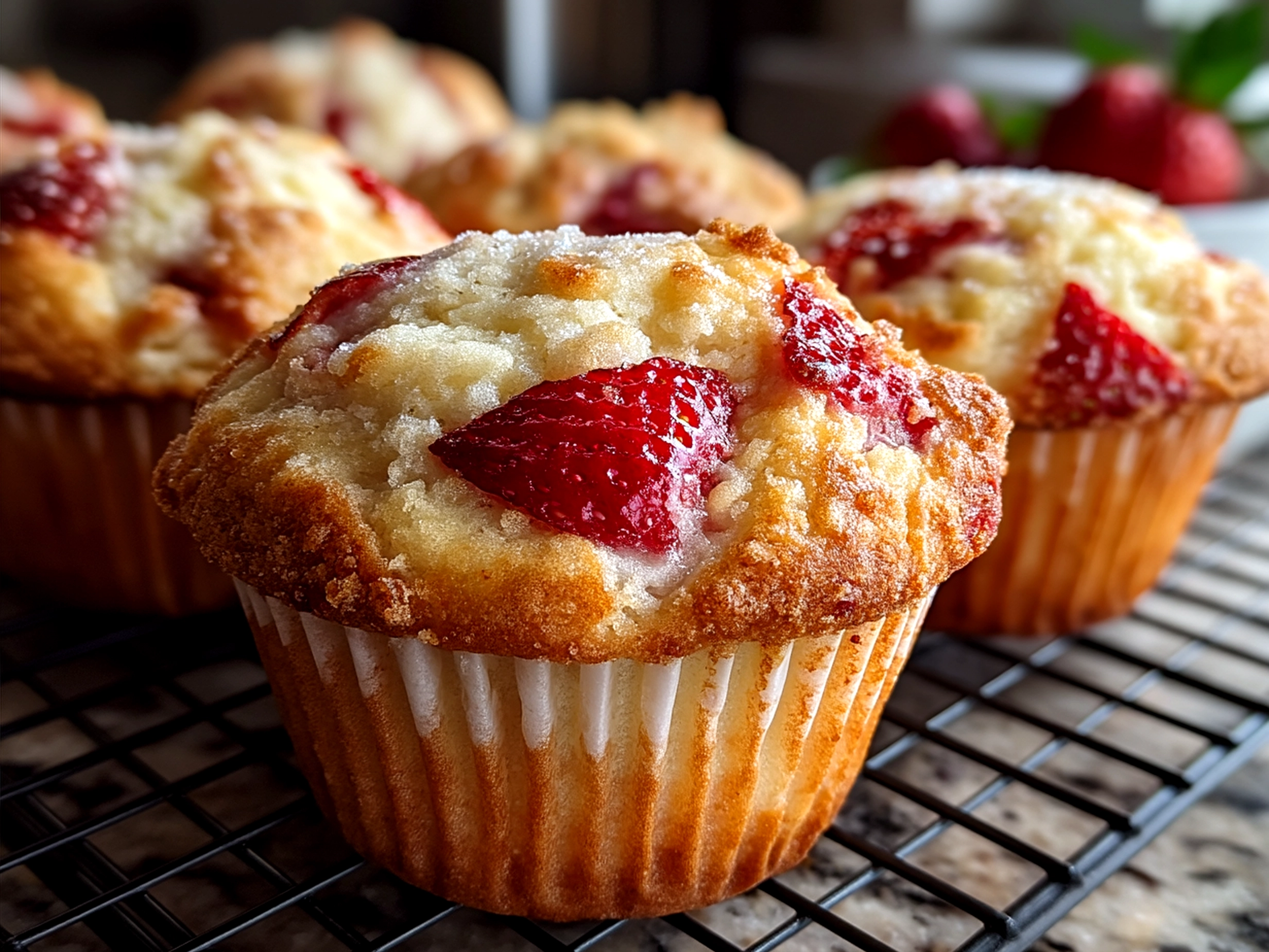 Freshly baked Strawberry Muffins ready to serve