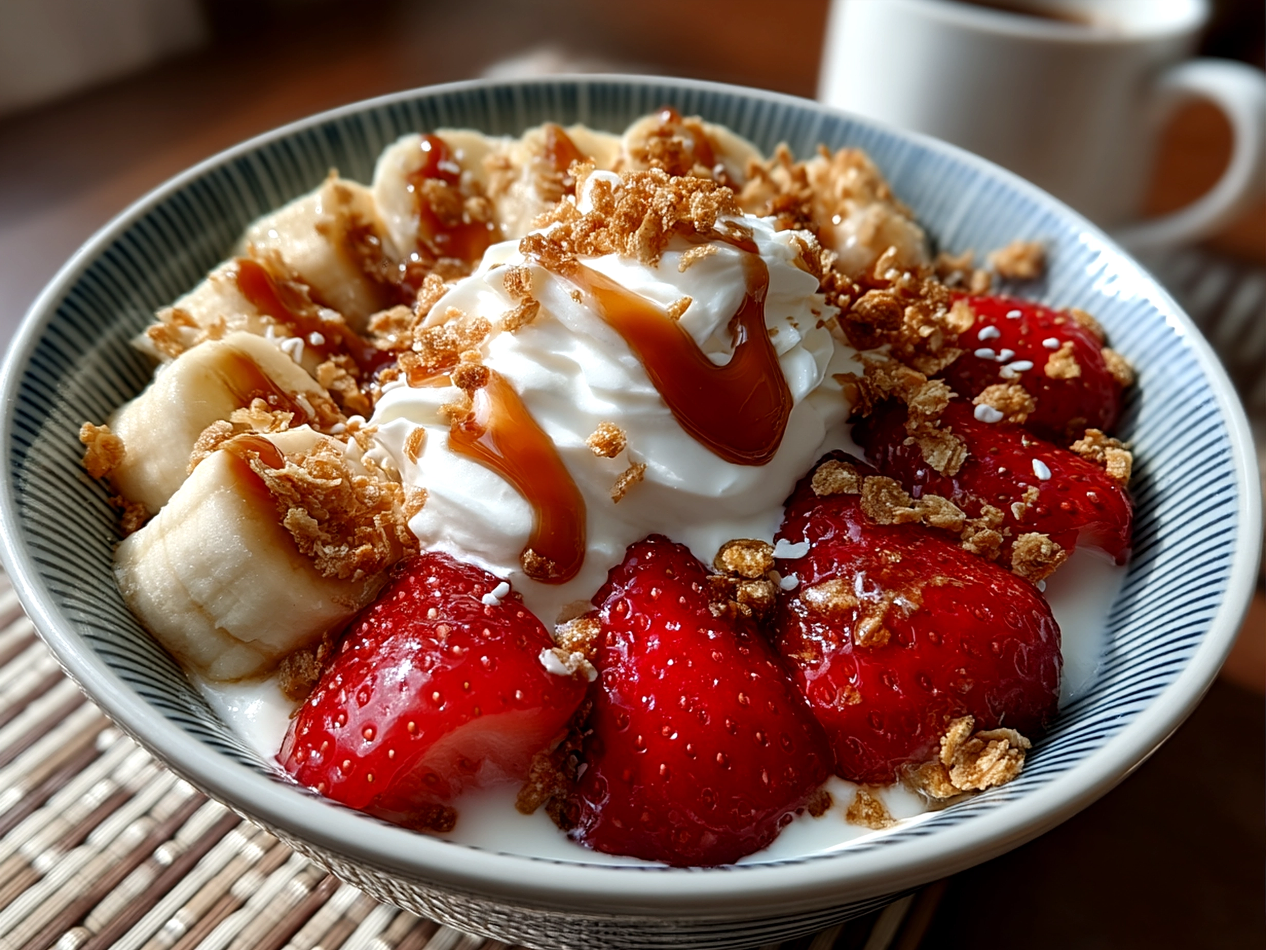 Finished Valentine Treats Greek Yogurt Bowl served with fresh berries and mint